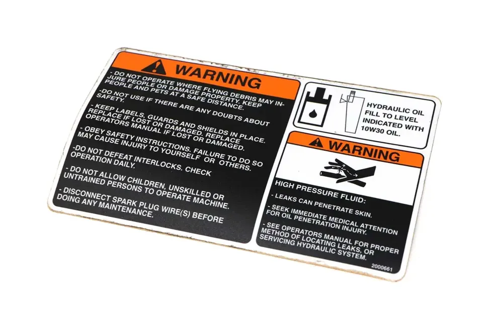 2000661 — LABEL-HYDRAULIC TANK WARN