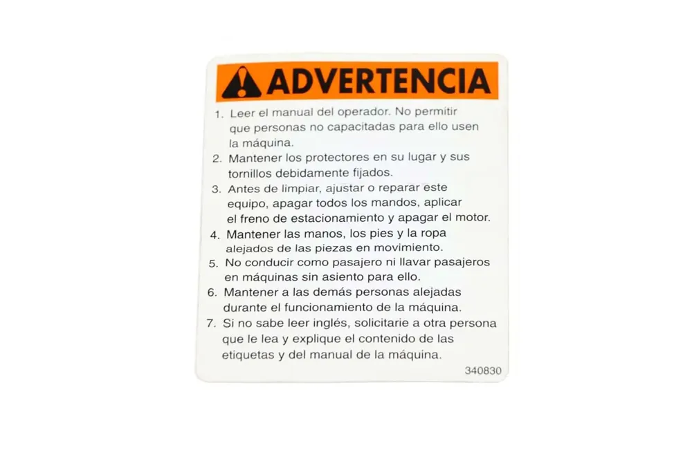 340830 — LABEL-CAUTION SPANISH