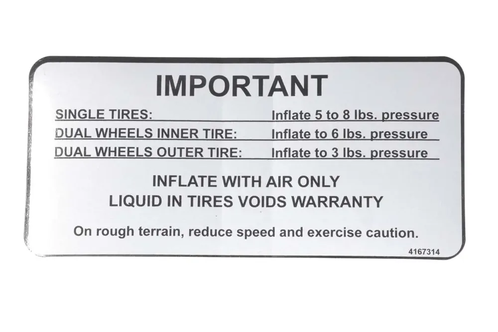 4167314 — DECAL-TIRE PRESSURE, 440