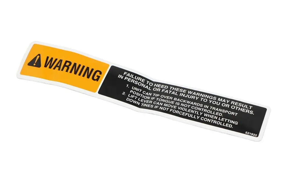 521922 — DECAL WARNING HITCH TONGUE CTL