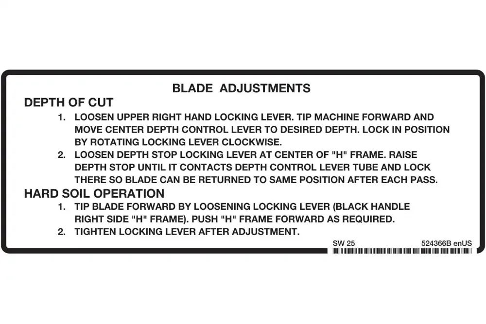 524366 — DECAL BLADE ADJUST HD SOD CUT