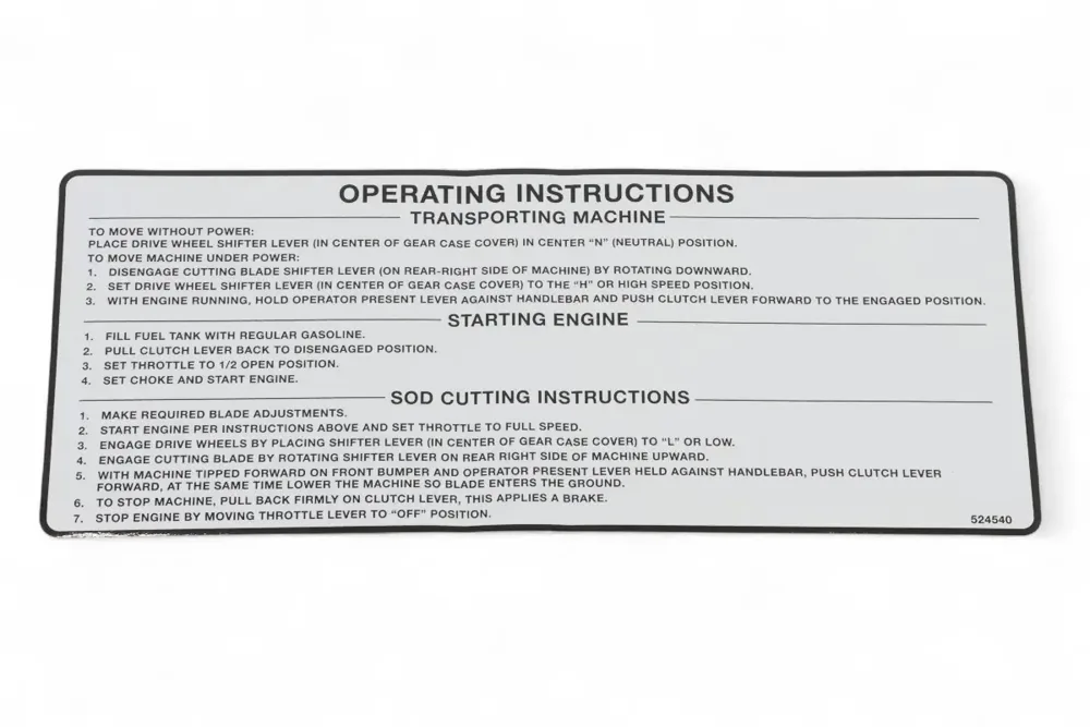 524540 — DECAL INFORMATION