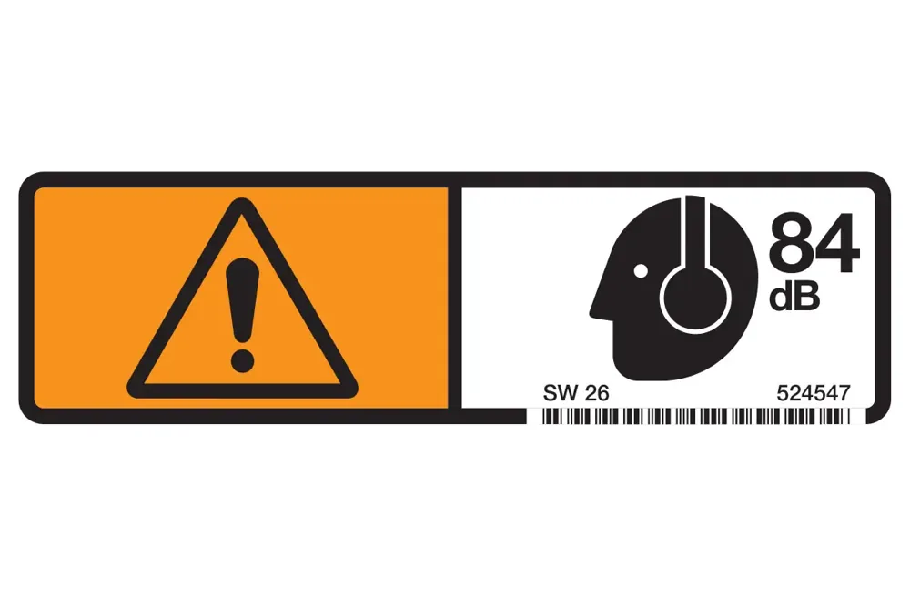 524547 — DECAL WARN-HEARING 84 DB