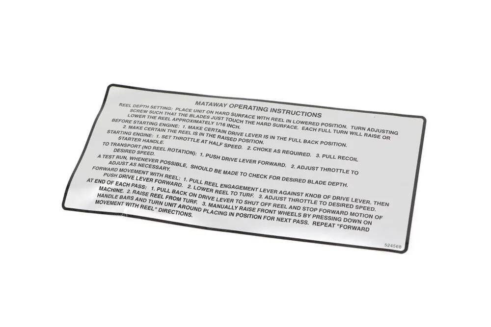 524568 — DECAL OP INST 544283A MATAWAY