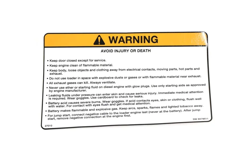 6579511 — Decal Warning